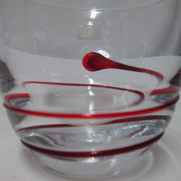 Duiske Kilkenny Irish hand cut glass red swirl votive candle holders Set 2 NEW - Picture 10 of 13